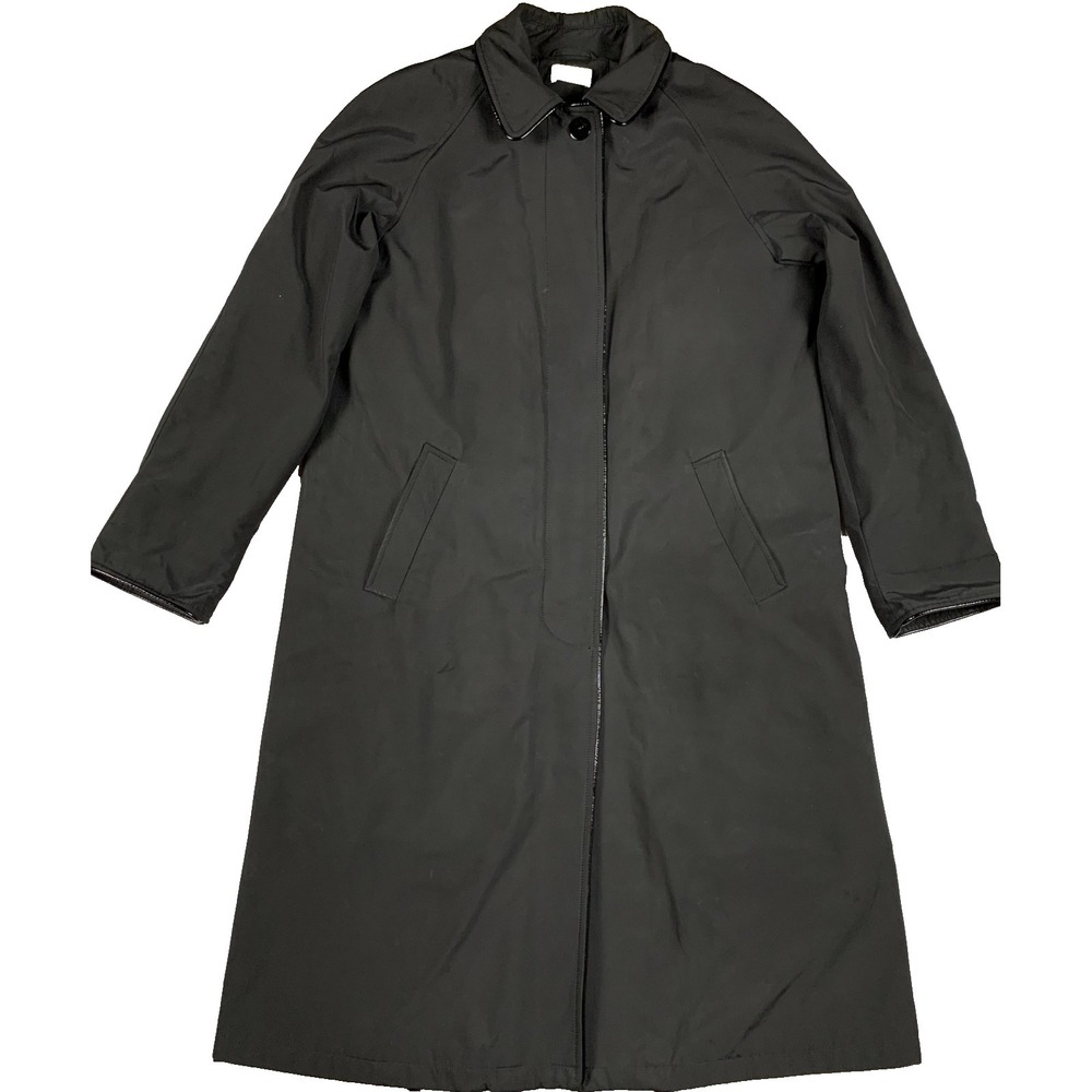 Jane Post Coat Womens L Black Wool Lined Trench Saks Fifth Avenue Liner‎